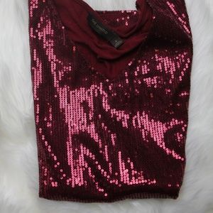 The Limited Maroon Sequin Short Sleeve Top XS